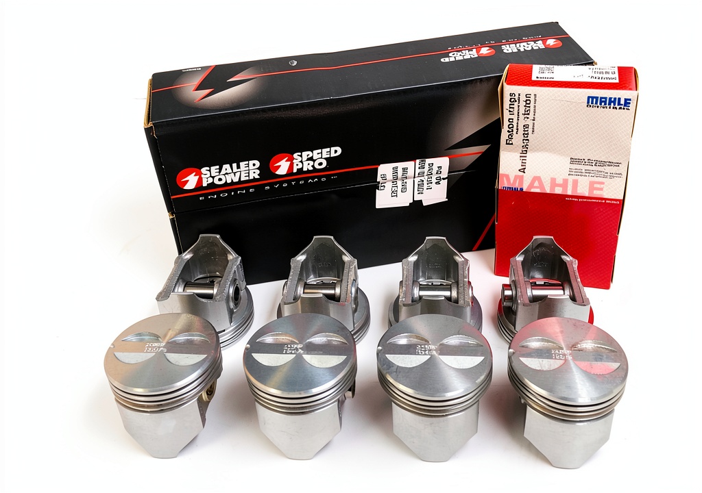 Installing Guardian Engine Kits forged engine pistons on a wooden bench