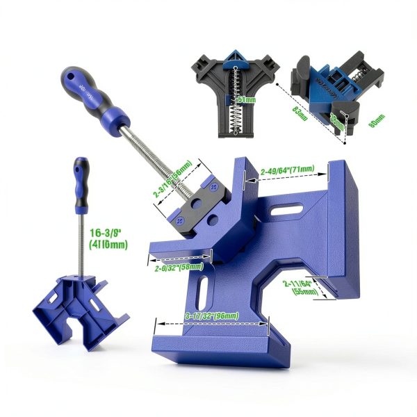 90 Degree Corner Clamp Set, 4 Pack Aluminum Alloy Swing Jaw Corner Clamps for Woodworking + 4 ABS Plastic Right Angle Clamps, Framing, Cabinet DIY-1