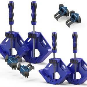 90 Degree Corner Clamp Set, 4 Pack Aluminum Alloy Swing Jaw Corner Clamps for Woodworking + 4 ABS Plastic Right Angle Clamps, Framing, Cabinet DIY-0